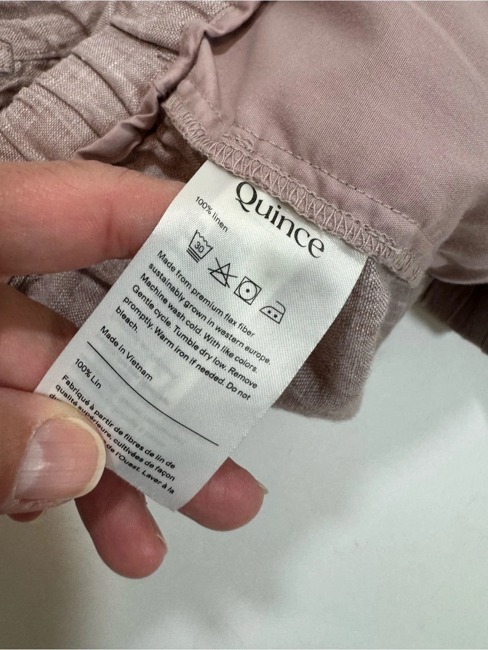 Quince European Linen Pants Vintage Pink Chambray